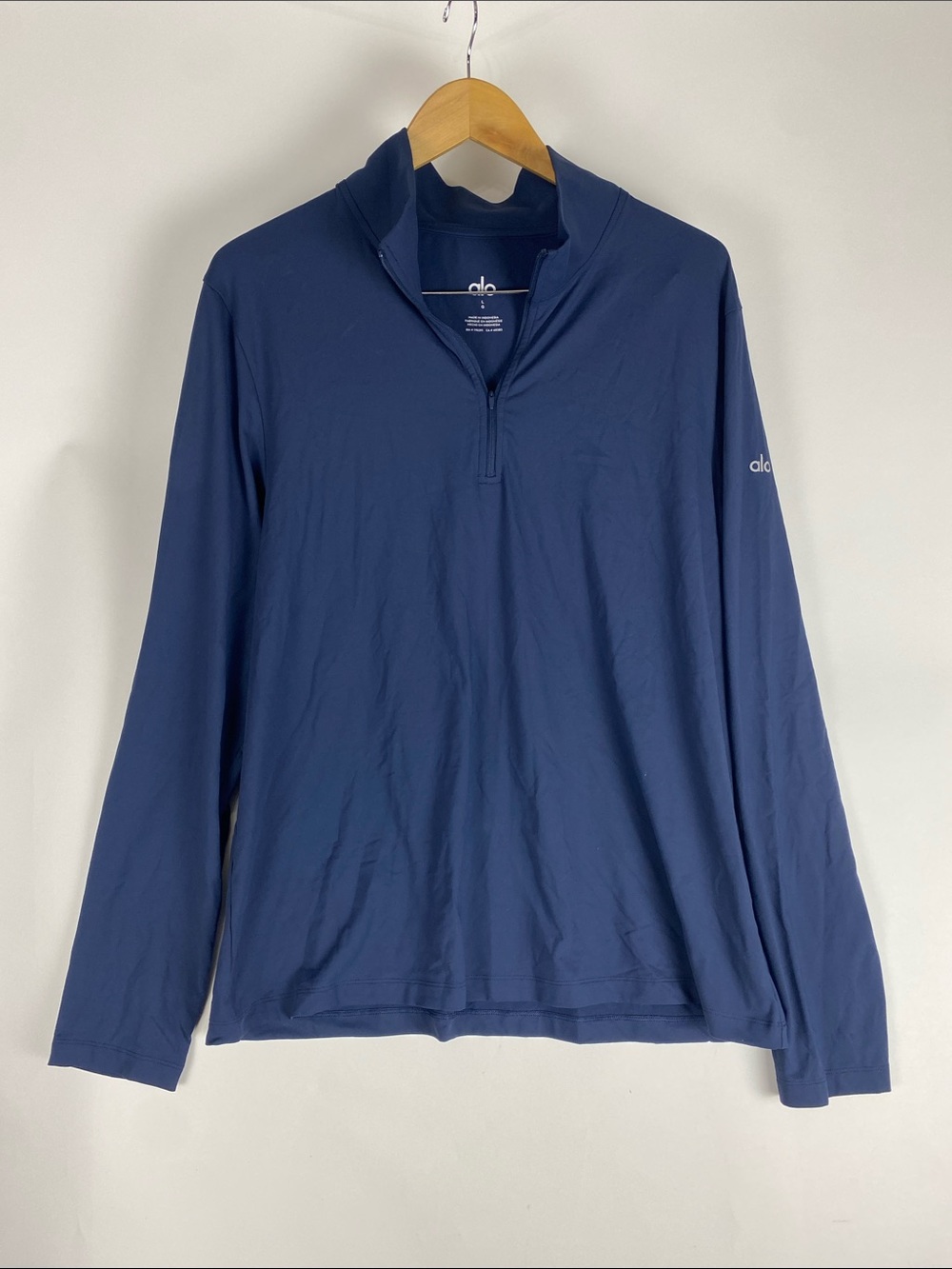 ALO Yoga W/Lobster Logo Men’s Navy Half-Zip Long Sleeve Athletic Top Size L